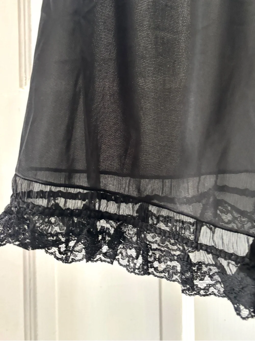 Vintage 60s Black Lace Trim Tap Pants Pettipants Slip Shorts Size 7 Large - Picture 9 of 10